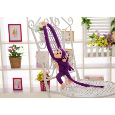 Leantoys Maskottchen Plüsch Affe mit Baby, lila 90 cm