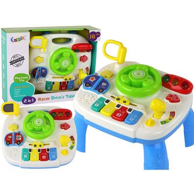 Lean Toys Interaktiver 2-In-1-Lerntisch Für Kleinkinder Lenkrad