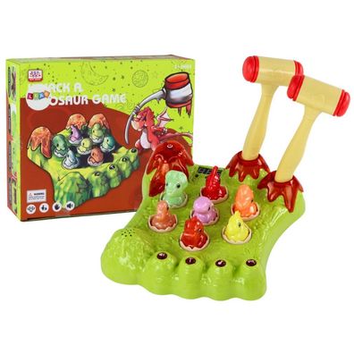 Leantoys Wack-A-Mole Spiel Dinosaurier Brettspiel Zwei Hämmer Grüne Lichter Sound