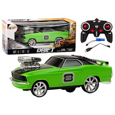 Leantoys Autko Zdalnie Sterowane 1:18 Drift 360 ?wiat?a D?wi?ki Zielony