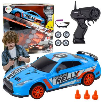 Leantoys Ferngesteuerter R/C-Sportwagen 1:24 Blaue austauschbare Räder