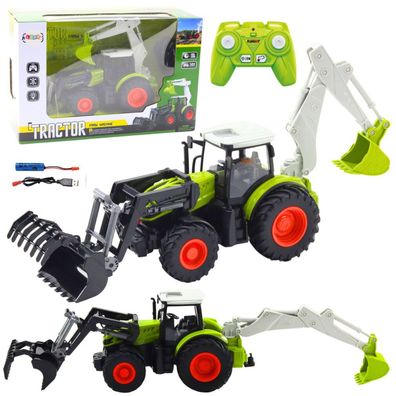 Landwirtschaftlicher Traktor mit Schwenkschaufel und Bagger 2in1 ferngesteuert 2,4G
