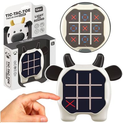 Leantoys Elektronisches Spiel 3in1 Tic Tac Toe Memory Kuh Schwarz und Weiß