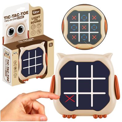 Leantoys Elektronisches Spiel 3in1 Tic Tac Toe Memory Owl Beige