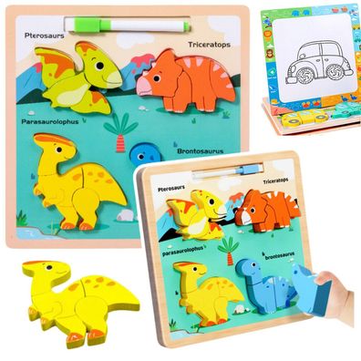 Lean 2-In-1 Holzpuzzle Dinosaurier Stift