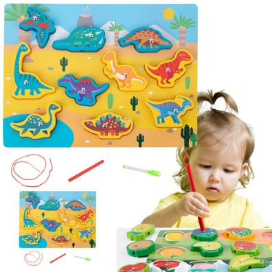 Leantoys Holzpuzzle Magnete String Interlaced Dinosaurier