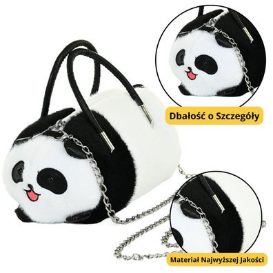 Lean Plüschtasche Panda Griffe Metallkette Schwarz Und Weiß 20Cm