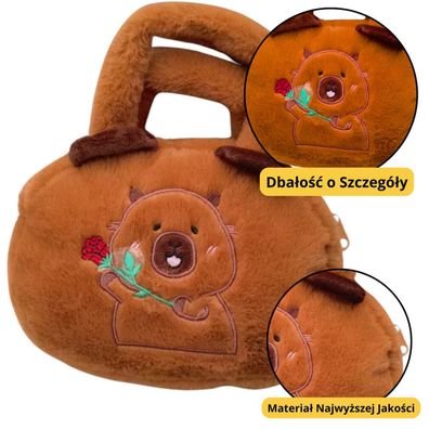 Lean Plüschtasche Mit Capybara Mit Rose Braun 20Cm