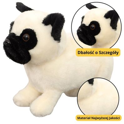 Lean Plüsch Maskottchen Huggable Hund Mops Weiß 19Cm