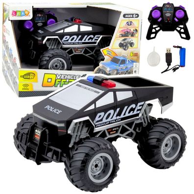 Lean Toys Polizei Off-Road Rc Ferngesteuertes Geländewagen Schwarz 1:16