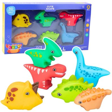 Lean Badespielzeugset Gummi-Dinosaurier Bunt 6Tlg