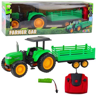 Leantoys Traktor mit Anhänger RC grün