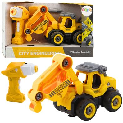 Ferngesteuerter Schraubendreher-Bagger RC Gelb 2in1