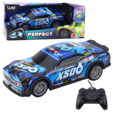 Lean Toys Ferngesteuertes Rc-Rennauto Leuchtendes Gehäuse Schwarz Und Blau