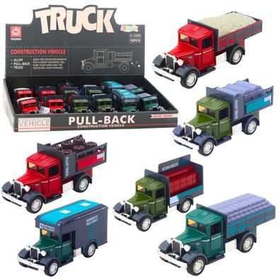 Lean Classic Metal Truck Pull Back Drive Lights Sounds