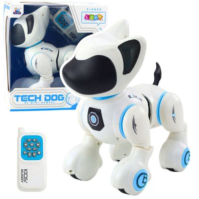Interaktiver Roboterhund mit Fernbedienung, Licht und Ton, Weiß Blau