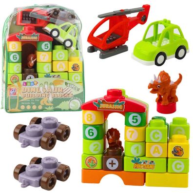 Lean Educational Building Blocks In A Backpack Dinosaurier Zahlen Buchstaben 49 El