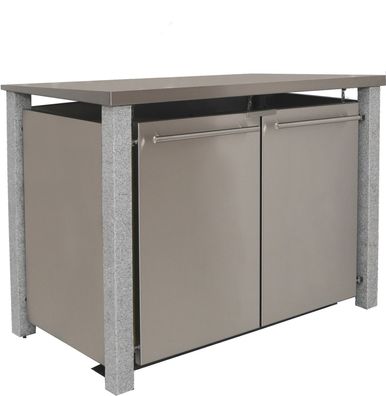 Mülltonnenverkleidung Typ-ND, 2x 240l, Türfarbe Edelstahl