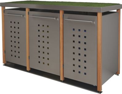 Mülltonnenverkleidung Typ-LW, 2x 240l + 1x 120l, Türfarbe Edelstahl