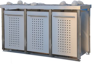 Mülltonnenbox Typ-MW, 1x 240l + 2x 120l, Türfarbe Edelstahl