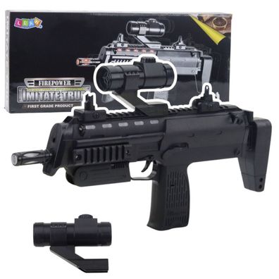 Lean Spielzeugpistole Lichter Sounds Gun Sight Schwarz 41Cm
