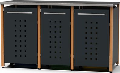 Mülltonnenverkleidung Typ-LD, 2x 240l + 1x 120l, Türfarbe Anthrazit
