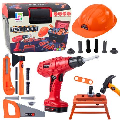 Lean Handwerker-Set Werkzeugkasten Akku-Bohrmaschine 55El