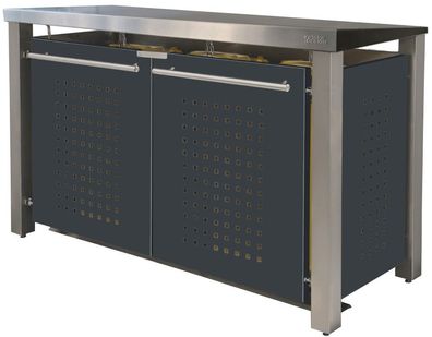 Müllbox Typ-ED, 3x 120l, Türfarbe Anthrazit