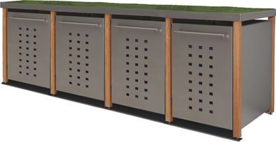 Mülltonnenverkleidung Typ-LW, 4x 240l, Türfarbe Edelstahl