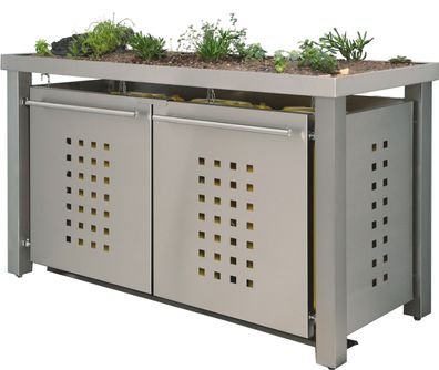 Mülltonnenbox Typ-EW, 1x 240l + 2x 120l, Türfarbe Edelstahl