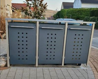 Mülltonnenbox Typ-MD, 3x 240l, Türfarbe Anthrazit