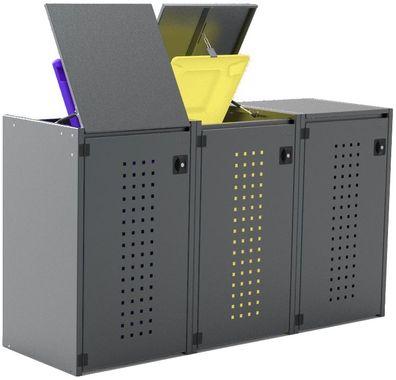 Mülltonnenverkleidung Boxxi Typ-XD, 3x 240l, Türfarbe Anthrazit