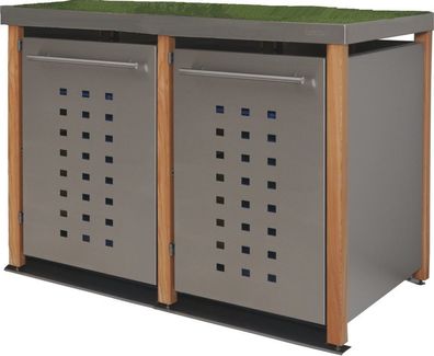 Mülltonnenverkleidung Typ-LW, 2x 240l, Türfarbe Edelstahl