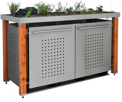 Müllbox Typ-HW, 3x 120l, Türfarbe Edelstahl