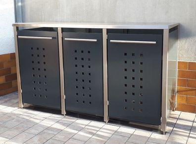 Mülltonnenbox Typ-MD, 2x 240l + 1x 120l, Türfarbe Anthrazit