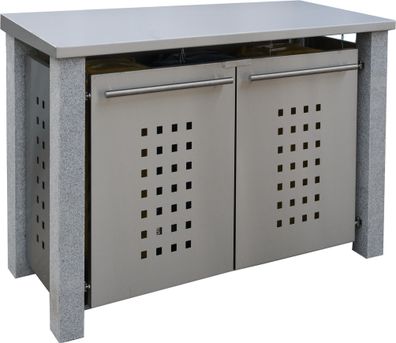 Mülltonnenbox Typ-SD, 2x 240l, Türfarbe Edelstahl