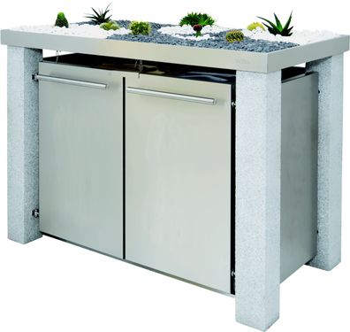 Mülltonnenhaus Typ-SW, 2x 240l, Türfarbe Edelstahl