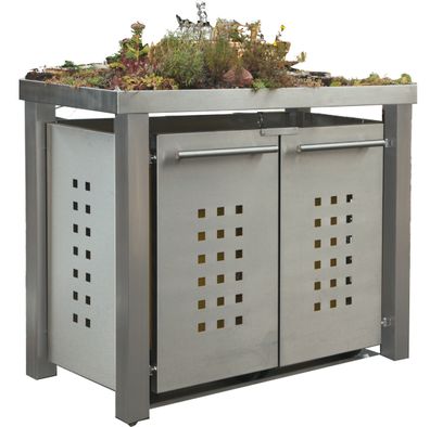 Mülltonnenbox Typ-EW, 2x 240l, Türfarbe Edelstahl