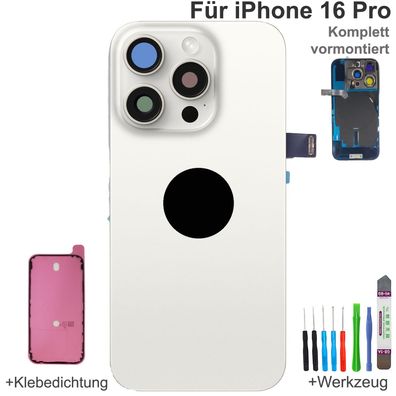 Akkudeckel für iPhone 16 Pro Weiß Backcover Rückseite Komplett vormontiert mit MagSaf