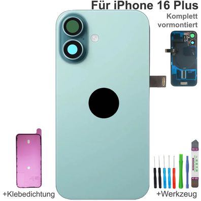 Akkudeckel für iPhone 16 Plus Grün Backcover Rückseite Komplett vormontiert mit MagSa
