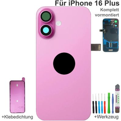 Akkudeckel für iPhone 16 Plus Pink Backcover Rückseite Komplett vormontiert mit MagSa