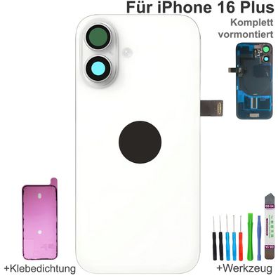 Akkudeckel für iPhone 16 Plus Weiß Backcover Rückseite Komplett vormontiert mit MagSa