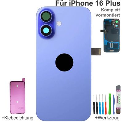Akkudeckel für iPhone 16 Plus Blau Backcover Rückseite Komplett vormontiert mit MagSa