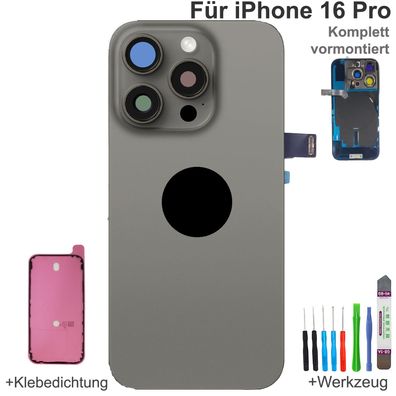 Akkudeckel für iPhone 16 Pro Grau Backcover Rückseite Komplett vormontiert mit MagSaf