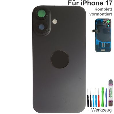 Akkudeckel für iPhone 17 Schwarz Backcover Rückseite Komplett mit MagSafe Magnet NFC