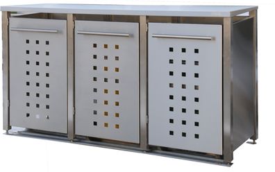 Müllbox Typ-MD, 1x 240l + 2x 120l, Türfarbe Edelstahl