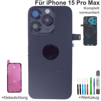 Akkudeckel für iPhone 15 Pro Max Blau Backcover Rückseite Komplett mit MagSafe Magnet