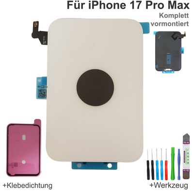 Akkudeckel für iPhone 17 Pro Max Silber Backcover Rückseite Komplett vormontiert mit