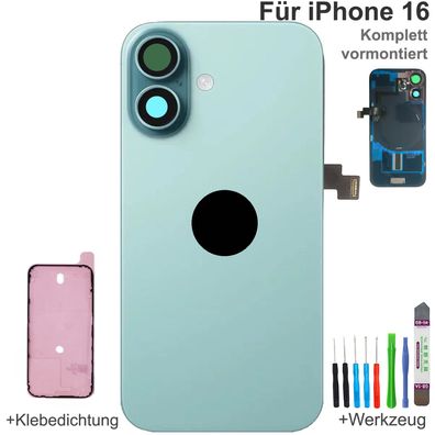 Akkudeckel für iPhone 16 Grün Backcover Rückseite Komplett vormontiert mit MagSafe Ma