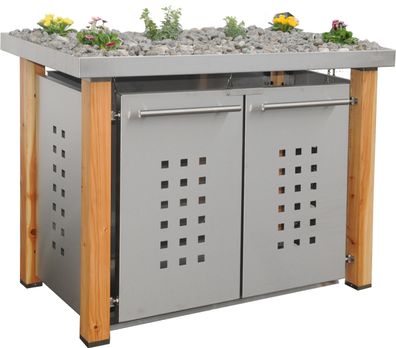 Mülltonnenbox Typ-HW, 2x 240l, Türfarbe Edelstahl